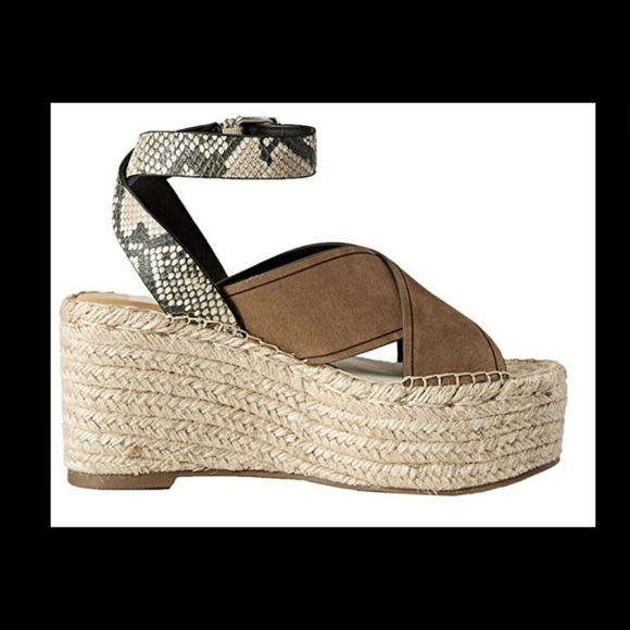 Dolce Vita Platform Wedges Sandals Nubuck Leather Olive/Snake 6.5 - Picture 3 of 8